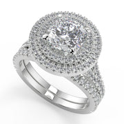 Kali Double Halo Pave Cushion Cut Diamond Engagement Ring - Nivetta